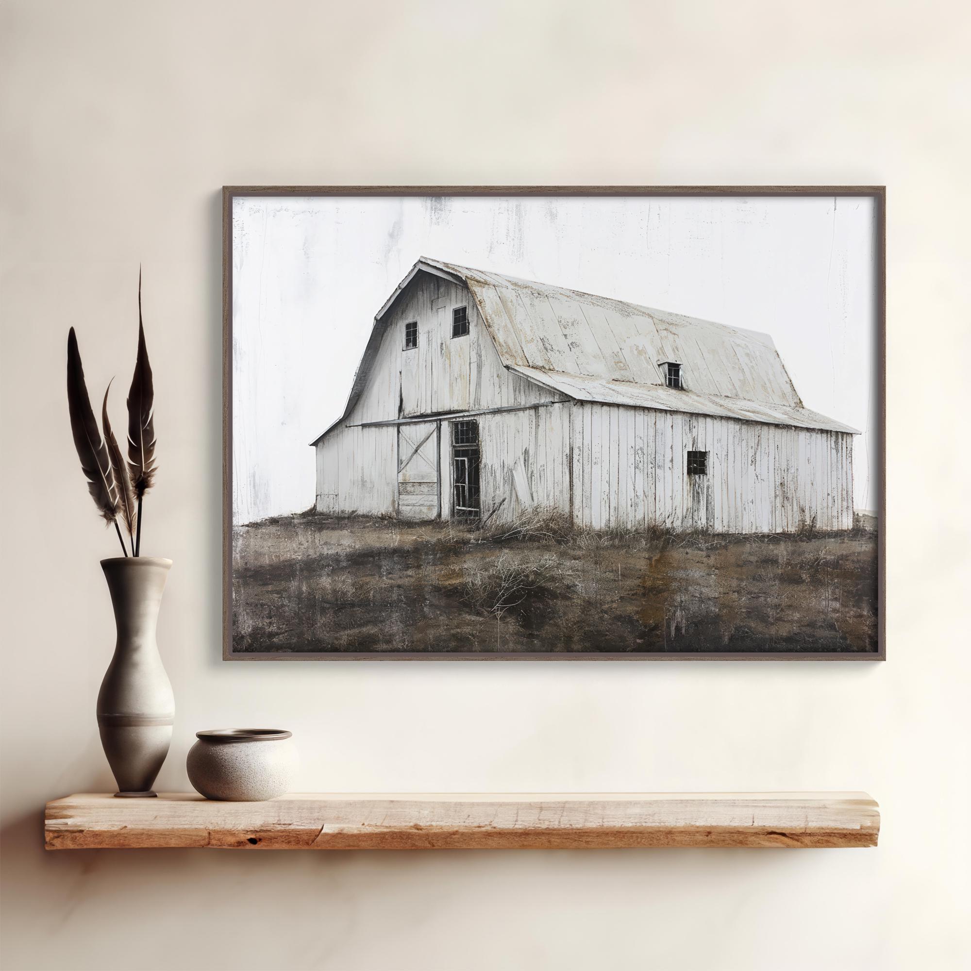 Rustic White Barn Art | Vintage Farmhouse Printable Wall Decor ...