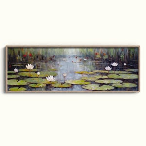 Water Lily Painting Lily Pad Serene Art Print Boho Home Decor Nature Inspired Art