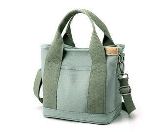 Sac à bandoulière en toile à plusieurs compartiments de style japonais Sac à main pour femme de grande capacité avec fermeture à glissière Fourre-tout simple, frais et portable