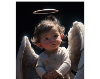 Baby Guardian Angel PREMIUM Matte Paper Poster . Art Work by