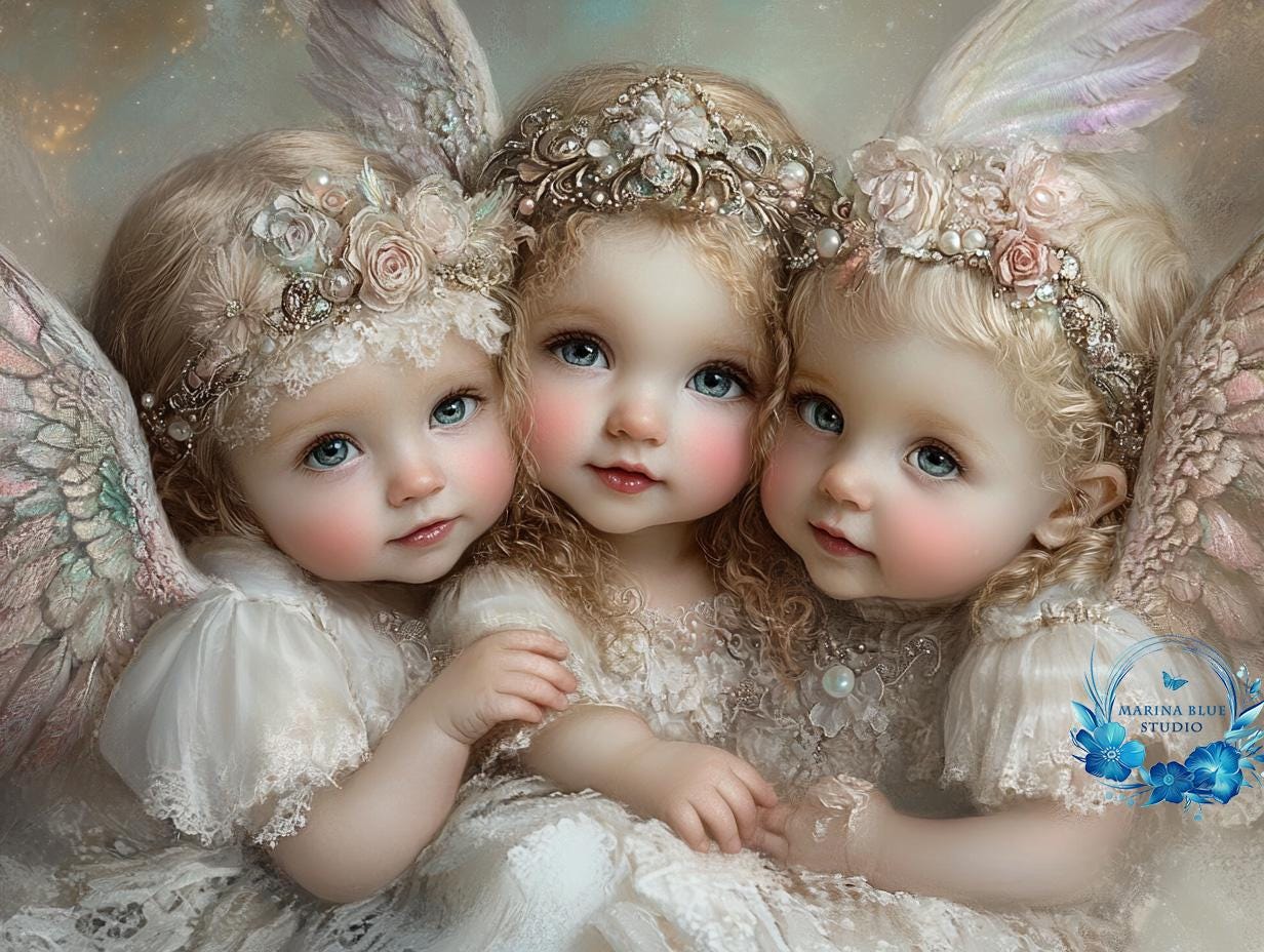 Three Angels - Premium Matte Paper Poster - Wall Art by Marina Blue Studio