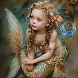 Little Mermaid  -Premium Matte Paper Poster - Art Design by Marina Blue Studio