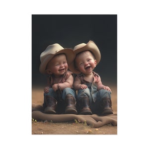 Cowboys - Fine Art Postkarten - Art Design von Marina Blue Studio, 1 Einzelsammlerkarte
