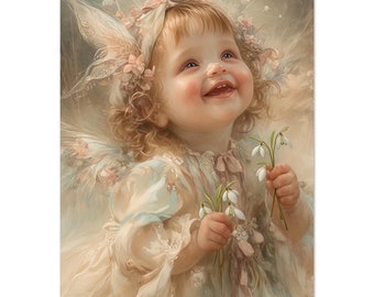 Spring Angel - Premium Matte Paper Poster - Wall Art by Marina Blue Studio