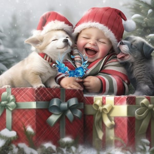 Lot de 10 cartes de vœux de Noël doubles PREMIUM avec enveloppes (États-Unis et Californie) Marina Blue Studio Design