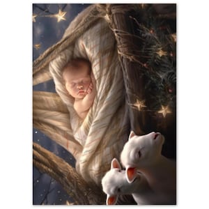 Stille Nacht - 10er-Pack Premium Doppel-Grußkarten mit Umschlägen (US & CA) Marina Blue Studio Design