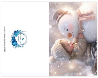 Do You Want To Build A Snowman -Pack of 10 Double  Greeting  Cards with Envelopes (US & CA) Marina Blue Studio Design