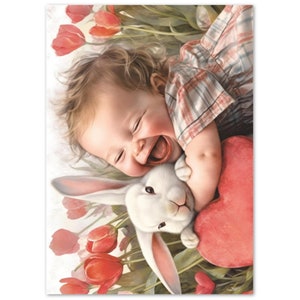 Bunny Love - Confezione da 10 biglietti d'auguri doppi premium con buste (Stati Uniti e California) Marina Blue Studio Design