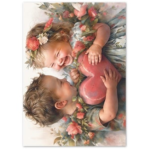 Baby Love - Lot de 10 cartes de voeux doubles premium avec enveloppes (États-Unis et Californie) Marina Blue Studio Design