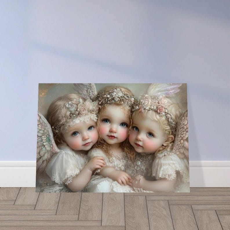 Three Angels - Premium Matte Paper Poster - Wall Art by Marina Blue Studio A4 21x29.7 cm / 8x12″