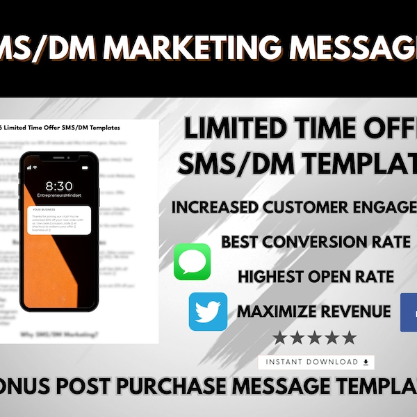 Modèles de message Offre à durée limitée Message SMS Marketing Haute conversion Message Modèle DM 6 Messages personnalisables Etsy
