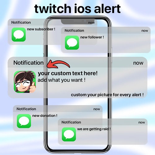 Alert Twitch ios for streamers, iphone notification, aesthetic alert for Twitch & Youtube streamlabs, livestream ios iphone alert for lives