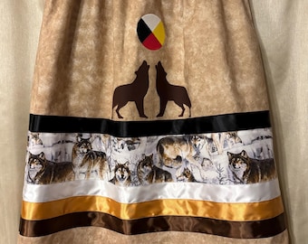 Native American Ribbon Skirt  “The Wolf Pack”