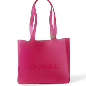 Authentic Chanel Small Jelly Tote in Pink Rubber