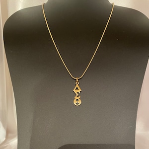 Delta Sigma Theta 18” Stainless steel snake chain with vertical symbols - gold tone
