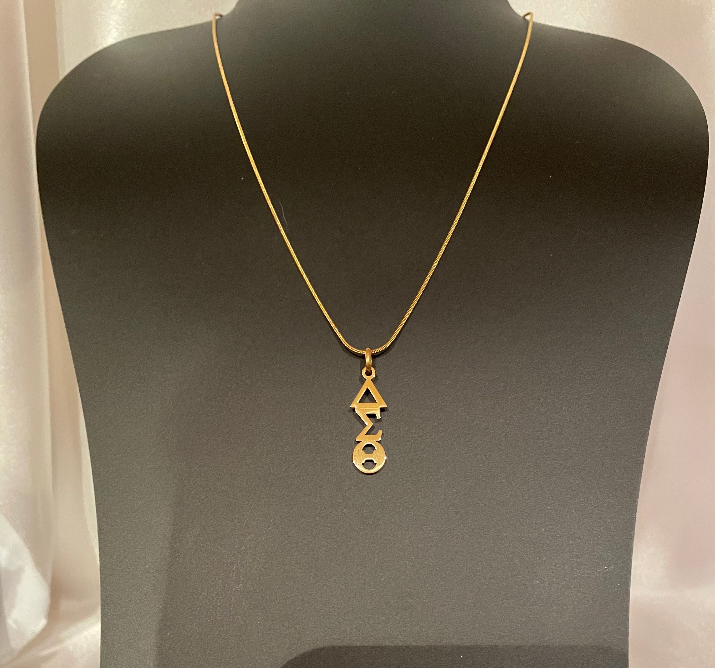 Delta Sigma Theta 18” Stainless steel snake chain with vertical symbols - gold tone
