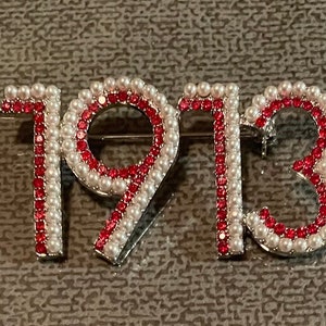 Delta Sigma Theta Delta 1913 Brooch - Red Stones