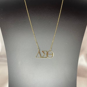 Delta Sigma Theta symbols necklace - gold plated stainless steel