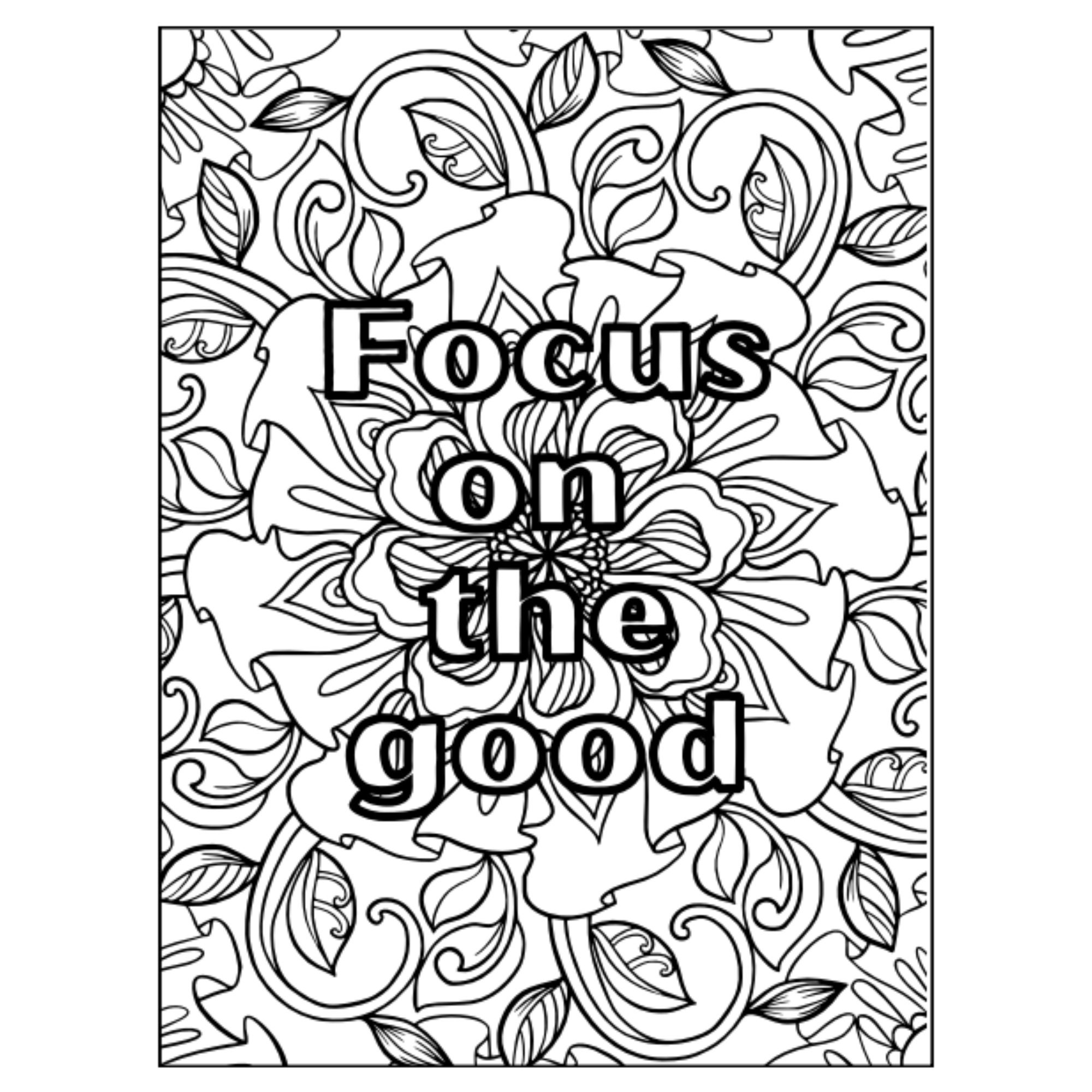 Positive Affirmations Coloring Pages Positive Words for Self Worth and ...