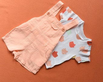 Salopet de bebé rosa, mameluco cómodo para bebé, ropa de niña, salopet rosa con camiseta, mamelucos de algodón, salopet de algodón