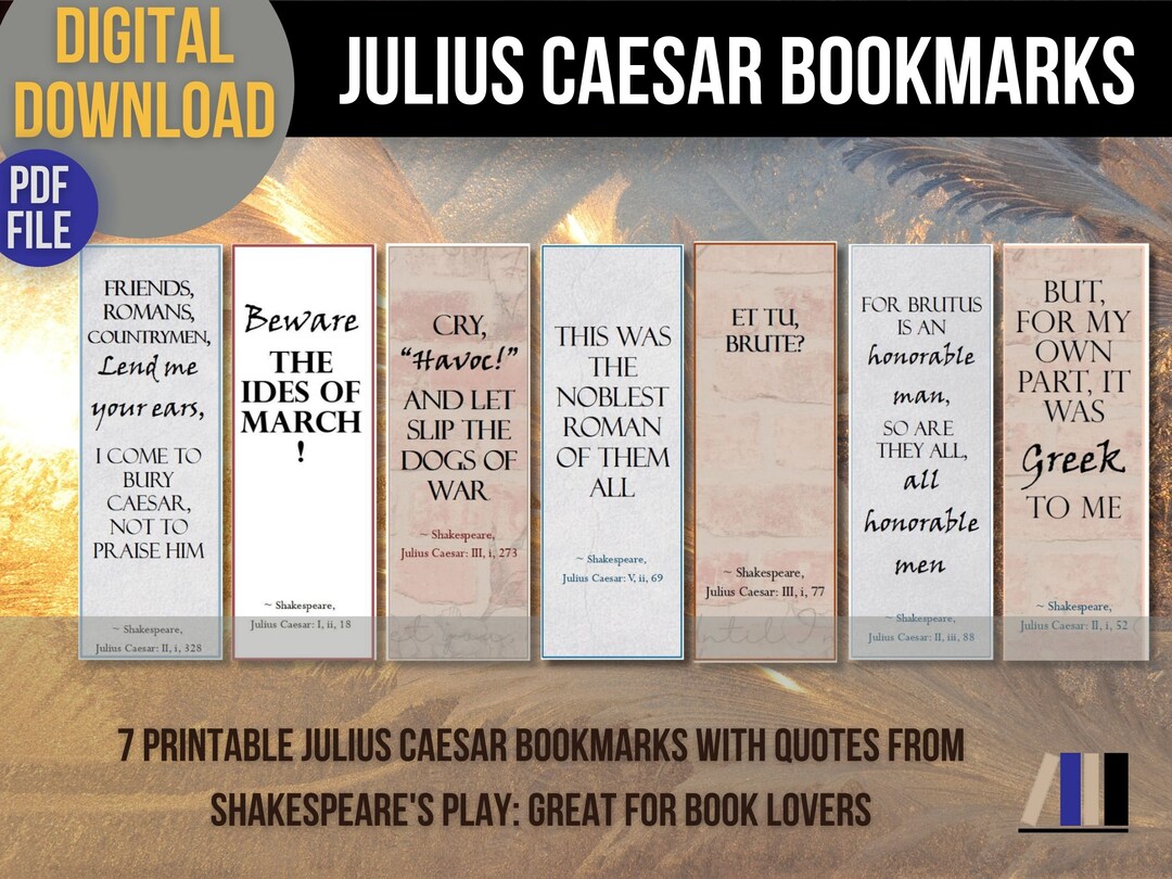 Shakespeare Bookmarks Julius Caesar Quotes Book Club Gift - Etsy