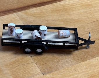 Improved 20' HO scale Utility trailer-with a Laser cut wood deck. Kit, Assembled, or Assembled and Painted.