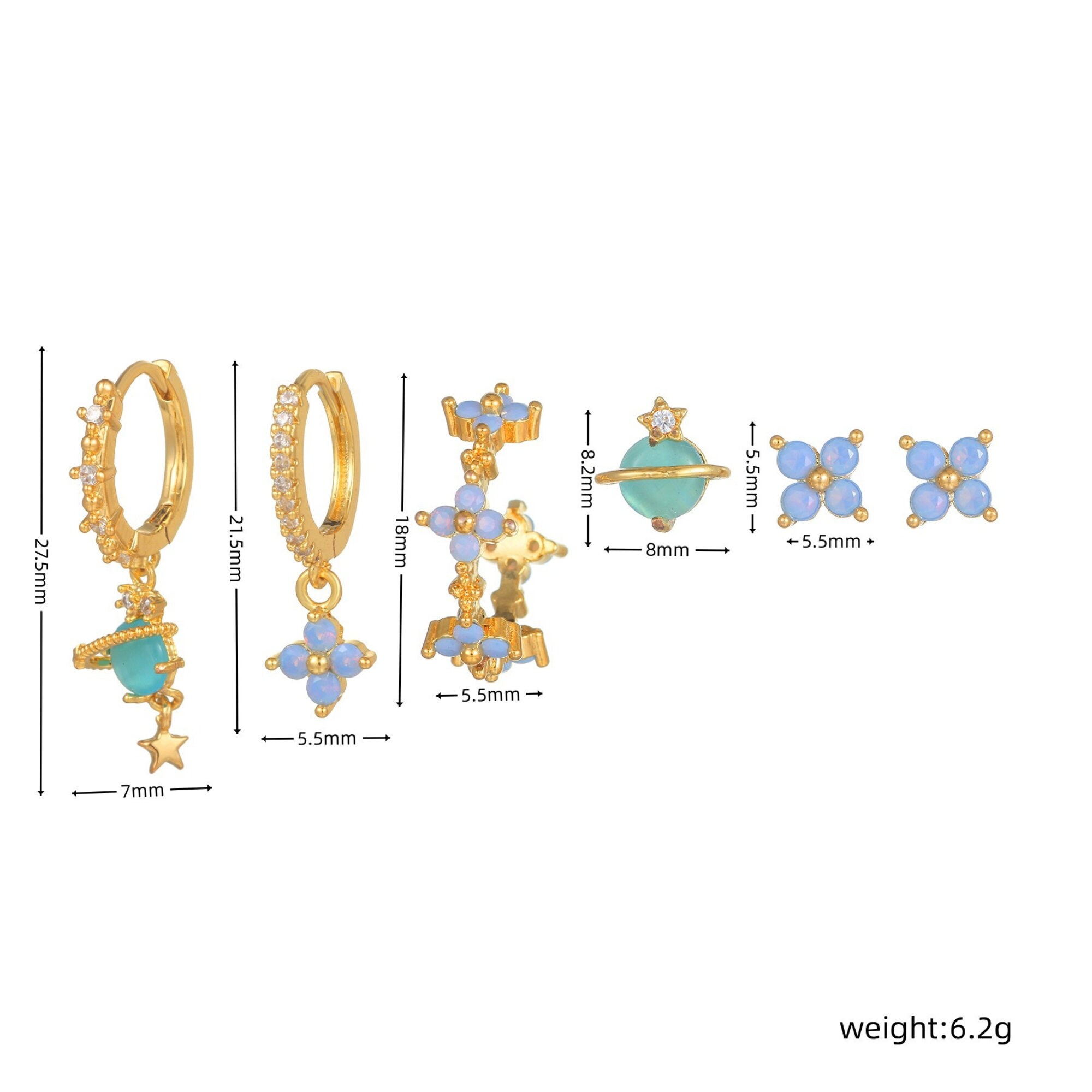 Gold Earring Set Pierced Earring Set CZ Earring Set Etsy UK