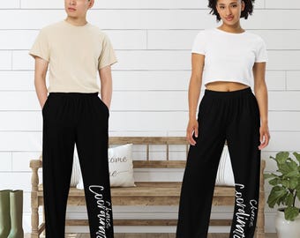 Pantalones de descanso de pierna ancha Chaos Coordinator: unisex, estampado integral negro