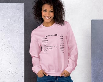Motherhood Facts Sweatshirt: Cozy Mom Gift