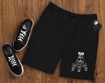 Pantalones cortos de polar personalizados para papá, choca los puños con los nombres de los niños, ropa de estar personalizada