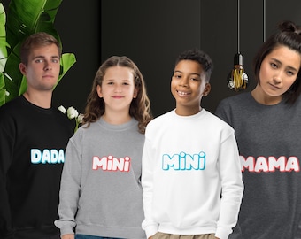 Sudaderas familiares a juego: Conjunto festivo de mamá, papá y mini