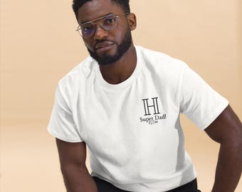 Camiseta personalizada de Super Papá: inicial bordada y año estimado