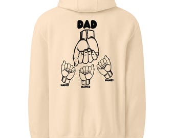 Sudadera con capucha personalizada para papá: huella de mano personalizada con nombres de niños, regalo de Navidad para papá