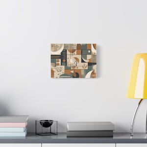 Boho Sun & Moon Canvas Wall Art: Mid-Century Modern Geometric Print