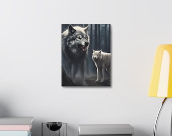 Howling Wolves Wolf Pack Forest Art Stretched Canvas