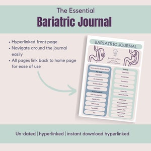 Bariatric surgery journal planner tracker, all in one, digital & printable pages for pre-op to goal weight