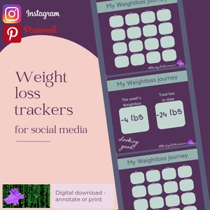 Weightloss tracking Instagram post template, weight loss insta IG