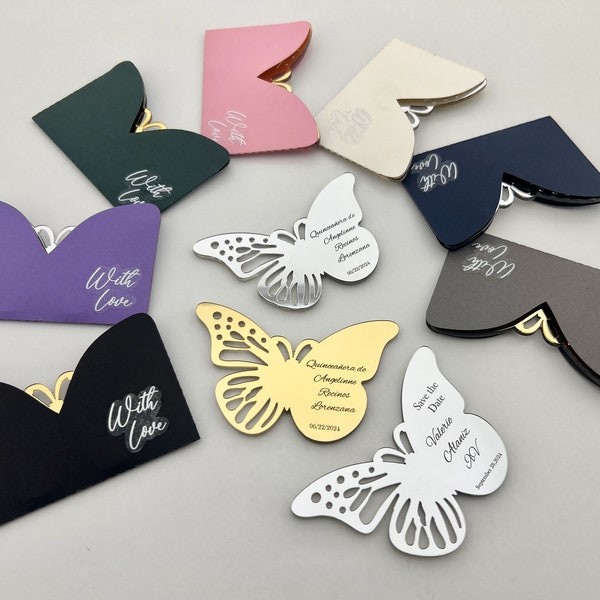 Gold Mirror Butterfly Magnets, Personalized Gift, Bridesmaid Gift, Quinceañera, Baby Shower Favors, Butterfly Favors, Welcoming Favors