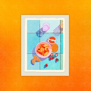 Fruit Tablescape Risograph Print: Italian Kitchen Art (Digital Download)