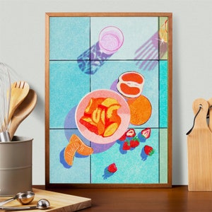 Impression de fruits, affiche en risographie, art mural d'inspiration italienne, art de cuisine, affiche de cuisine image 3