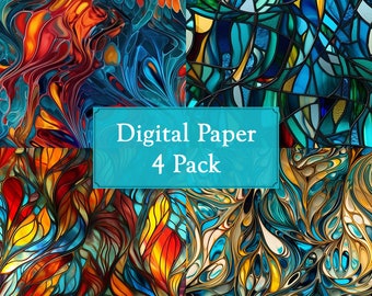 Bold Abstract Glass Texture Digital Paper Bundle - Instant Download