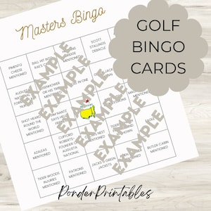 Meister Golf Bingo Spiel zum Ausdrucken, Meister, Meister Golf, Meister Golf Party, Bingospiel, Meister Golf Bingo, 2025 Meister