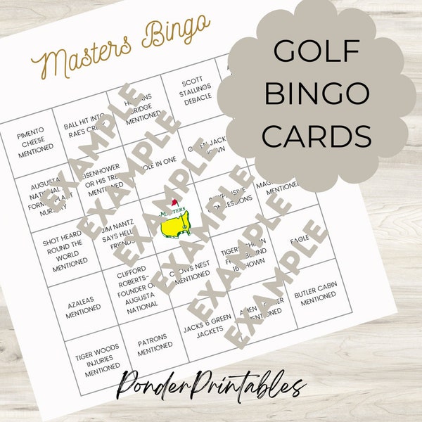 Masters Golf Bingo Game Printable, Masters, Masters Golf, Masters Golf Party, Bingo Game, Masters Golf Bingo, 2024 Masters