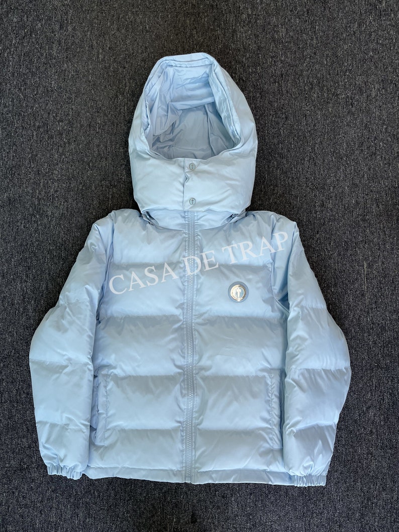 Trapstar Irongate Detachable Hooded Puffer Jacket in Blue image 2