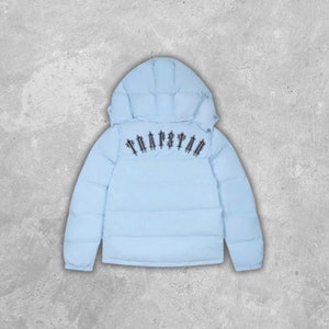 Trapstar Irongate Detachable Hooded Puffer Jacket in Blue image 1