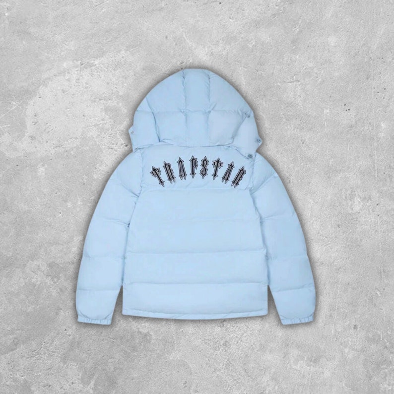 Trapstar Irongate Detachable Hooded Puffer Jacket in Blue image 1