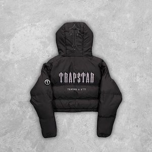 WOMENS - Trapstar Decoded Puffer Jacket - Hooded Puffer Jacket in Black
