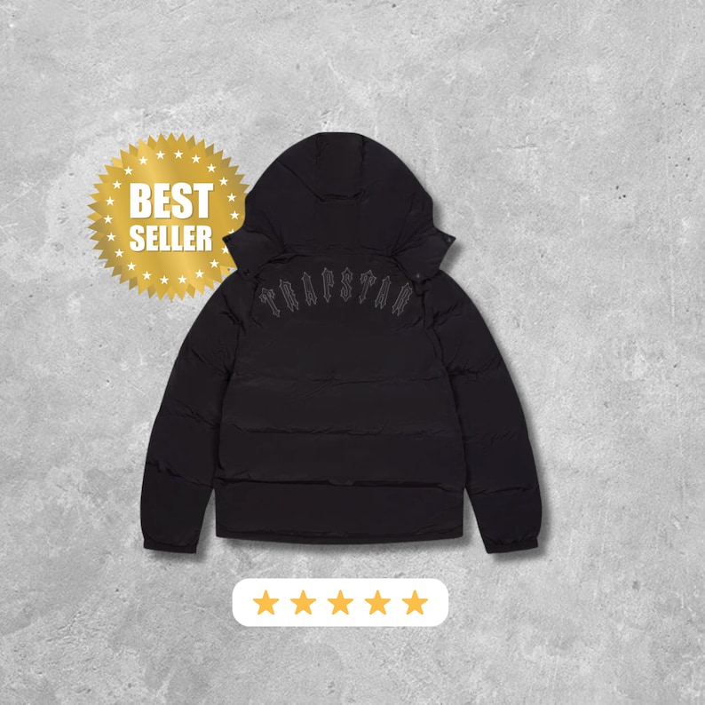 Trapstar Irongate Detachable Hooded Puffer Jacket in Black zdjęcie 1
