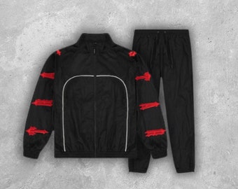 Trapstar Shellsuit - Irongate Shell trainingspak 2.0 zwart rood - set jas en broek