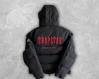 Trapstar Decoded - Pufferjack met capuchon zwart/rood